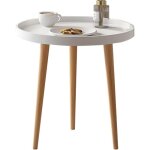 Table basse ronde petite table basse table de chevet ronde avec 3 amovible pieds en bois massif, pour ...