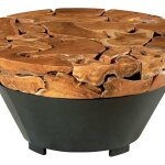 Table basse ronde racine de teck et m�tal �90cm casita ayotabaro