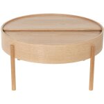 Table basse ronde avec rangement en bois �80cm - bois clair - gisele