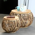 Pier import - table basse ronde en rotin (lot de 2) Pier import - table basse ronde en rotin (lot de 2)