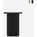 Table basse ronde de salon 45x55cm en bois cannel� noir quid - noir