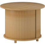 Homcom - table basse ronde style exotique bambou - porte coulissante  lamelles verticales - 60 x 45h ...