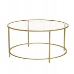 Table basse ronde valora acier dor� plateau verre �l�gant