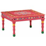 Table basse rose bois de manguier massif peint  la main