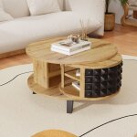 Table basse rotative avec rangement cach� ? design moderne noir & bois ? double plateau ? espace de rangement ...