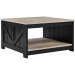 Table basse table de salon en bois meuble de salon avec grand espace de rangement, carre, moderne, pour ...