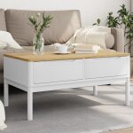 Table basse, table de salon, bout de canap� floro blanc 99x55, 5x45 cm bois massif de pin wfe652057 design ...