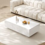 Table basse, table de salon laqu�e brillante avec structure de rangement � ouverture par simple pression, ...