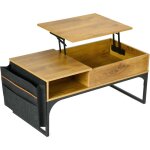 Table basse de salon avec plateau relevable poche de rangement et compartiment caché structure en métal, ... Table basse de salon avec plateau relevable poche de rangement et compartiment caché structure en métal, ...