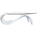 Table basse - serena - laqu� blanc - verre tremp� - dimensions 120x70x41 cm