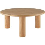 Table basse ronde avec pieds en bois massif et plateau mdf plaqu