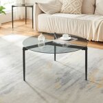 Table basse ul�kantaa acier verre fum� 80 x 40 cm gris [en. casa]