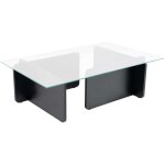 Table basse verre fixe gigogne rectangulaire bois en noir 105x65x30 cm pour salon ou bureau Table basse verre fixe gigogne rectangulaire bois en noir 105x65x30 cm pour salon ou bureau