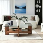 Pier import - table basse verre et bois brun - 2 plateaux lhasa Pier import - table basse verre et bois brun - 2 plateaux lhasa