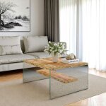 Table basse verre et bois - plateaux clairs suspendus lhasa Table basse verre et bois - plateaux clairs suspendus lhasa