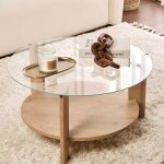 Pier import - table basse verre double plateau - effet chêne salta Pier import - table basse verre double plateau - effet chêne salta