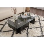 Table basse verre fixe gigogne rectangulaire bois en noir 105x65x30 cm pour salon ou bureau Table basse verre fixe gigogne rectangulaire bois en noir 105x65x30 cm pour salon ou bureau