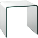 Costway - table basse en verre, table basse transparente, bords arrondis lisses, table d'appoint carre ...