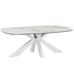 Vente - unique - table basse en verre tremp, cramique et mtal - effet marbre blanc - deriya de maison ...