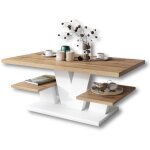 Dusine - table basse vita avec des �tag�res en blanc et bois 110 cm x 60 cm style loft
