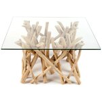 Table basse wooden carr�e 80 cm ? table basse design en bois flott� et verre tremp�