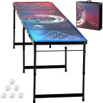 Mophorn - table de bire - pong portable de 8 pieds, lumires led, pliable avec poignes de transport ...