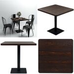 Vidaxl - table de bistro mdf et acier carr 80 x 80 x 75 cm frne fonc - table de bistrot - table ronde ...