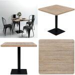 Table de bistro mdf et acier carr 80x80x75 cm couleur de chne - table de bistrot - table ronde - table ...