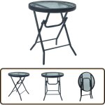 Table de bistro noir 40x46 cm acier et verre - table de bistro - table pliante - table de jardin - meubles ... Table de bistro noir 40x46 cm acier et verre - table de bistro - table pliante - table de jardin - meubles ...