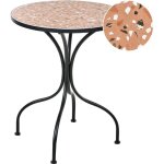 Table de bistro vintage en m�tal 60 cm avec plateau effet terrazzo structure en fer noire adrano