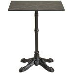 Table de bistrot carr�e valiza 60cm ? plateau effet marbre gris fonc� & pieds en aluminium noir