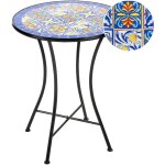 Table de bistrot de jardin vintage en m�tal 60 cm motif mosa�que plateau en fer noire coriano