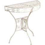 Table de bistrot de jardin vintage en métal 80 x 36 cm plateau à motifs floraux beige clair yaviza Table de bistrot de jardin vintage en métal 80 x 36 cm plateau à motifs floraux beige clair yaviza