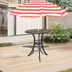 Table de bistrot avec trou pour parasol - aluminium moule ronde