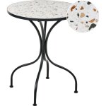 Table de bistrot vintage en m�tal avec plateau effet terrazzo ext�rieur structure en fer noire artena ...