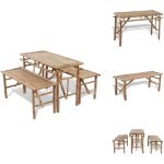 Table de brasserie avec 2 bancs 100 cm bambou - table de jardin - salon de jardin - table pique - nique ...