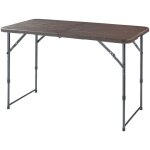 Table de camping pliante � hauteur r�glable 120 x 60 cm effet bois