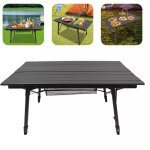 Table de camping pliante noire, table de camping en aluminium, r�glage de la hauteur pliante, 90x51x45 ...