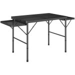 Table de camping pliante portable hauteur réglable 2 étagères piètement alu maille métal noir Table de camping pliante portable hauteur réglable 2 étagères piètement alu maille métal noir