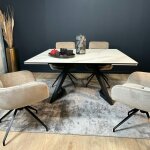 Pier import - table carrée extensible en céramique marbrée blanche 140 - 200 cm lombardie Pier import - table carrée extensible en céramique marbrée blanche 140 - 200 cm lombardie