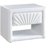 Table de chevet - 1 tiroir et 1 niche - simili - blanc - ulami