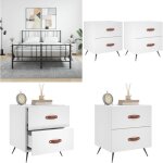 Tables de chevet 2 pcs blanc 40x35x47, 5 cm bois d'ing�nierie - table de chevet - meuble de chambre - ...