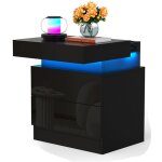 Table de chevet avec 2 tiroirs et 16 couleurs led , table de nuit, table tlphone, prises ca, pour salon, ...