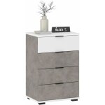 Idimex - table de chevet 4 tiroirs tarbes en mlamin effet bton et blanc