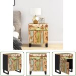 The living store - table de chevet 50x33x60cm bois de récupération et d'ingénierie - meuble industriel ... The living store - table de chevet 50x33x60cm bois de récupération et d'ingénierie - meuble industriel ...
