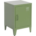 Table de chevet en acier kaki. 1 porte. casier. chambre enfant