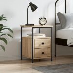 Table de chevet, tables d'appoint, table de nuit ch�ne sonoma 34x35, 5x50 cm bois d'ing�nierie cfw65242 ...