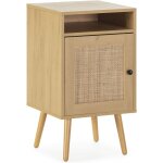 Table de chevet bella 1 porte couleur chêne, rotin naturel Table de chevet bella 1 porte couleur chêne, rotin naturel