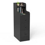 Table de chevet en bois noir table de nuit moderne 70 x 35 x 20cm table d'appoint avec 3 tiroir bout ...