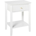 Table chevet chambre avec tiroir et etag�re en mdf blanc et poign�e dor�e assisi